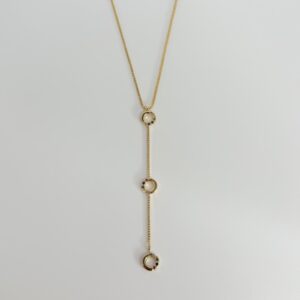Delicate necklace featuring small circles adorned with colorful micro zirconias 18k gold plating